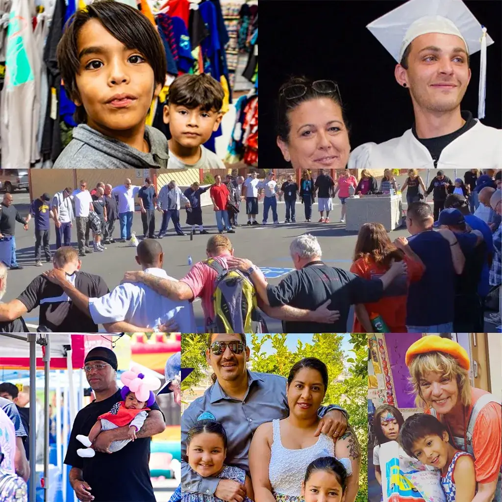Photo montage of families and individuals impacted by El Cajon Transitional Living Center